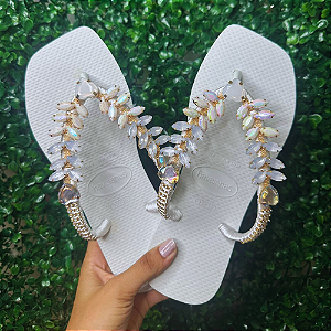 Chinelo Havaianas Decorado Square - White Heart