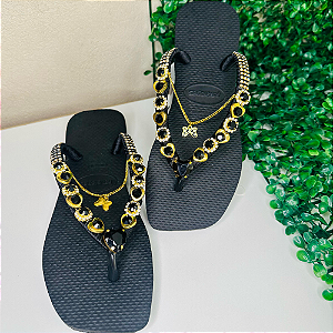Chinelo Havaianas Decorado Square - Black Heart