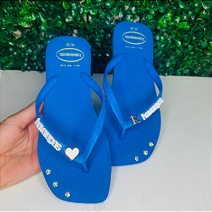 Chinelo Havaianas Square Personalizada - Blue Heart