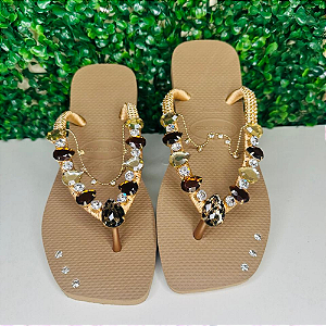 Chinelo Havaianas Decorado Square - Brilho De Onça