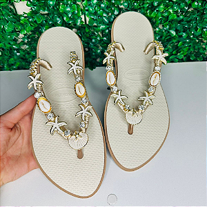Chinelo Havaianas Decorado Slim - Conchas Do Mar