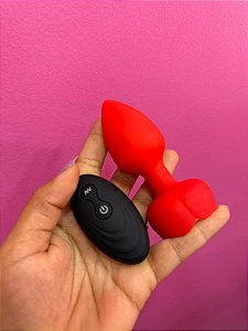 Plug anal rosa-brilhante para casal com controle