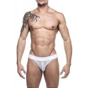 Cueca Jockstrap com Detalhe Frontal Em Arrastão Branca Sd Clothing