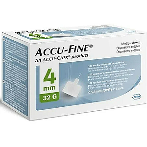 Agulha Para Caneta De Insulina Accu-Fine 32G 4Mm 100 Unidades