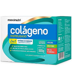 Colágeno Hidrolisado 2 Em 1 Sortido Sabores Uva Verde E Frutas Vermelhas Maxinutri