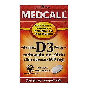 Medcall 600Mg 60 Capsulas Calcio + Vitamina D3