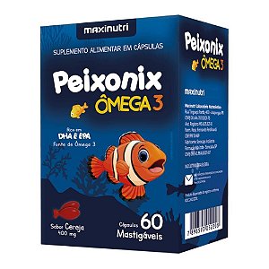 Ômega 3 Infantil Mastigável Sabor Cereja Peixonix 60 Cáps Maxinutri