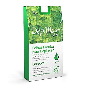 Folhas Prontas Corporais Depilflax Hortelã C/ 20 Und