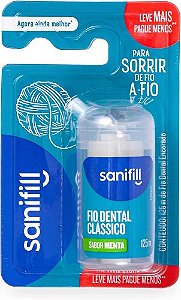 Fio Dental Sanifill Clássico Sabor Mental 125 Metros – Leve Mais, Pague Menos