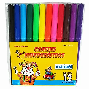CANETA HIDROCOR 12 CORES MARIPEL