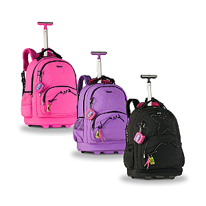 Mochila Rodinha Luluca Feminina Escolar Grande Resistente