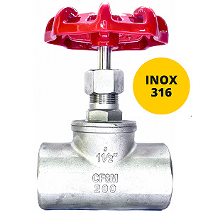 Válvula Globo 1.1/2" BSP Aço Inox 316 200PSI