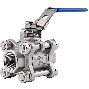 Válvula Esfera Tripartida 1/2" BSP Aço Inox 304 com Vedação PTFE 1000PSI