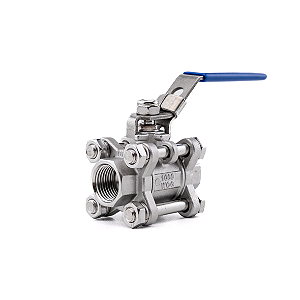 Válvula Tripartida Esfera 1/2" BSP Aço Inox 304 com Vedação PTFE 1000PSI