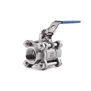 Válvula Tripartida Esfera 3/4" BSP Aço Inox 304 com Vedação PTFE 1000PSI