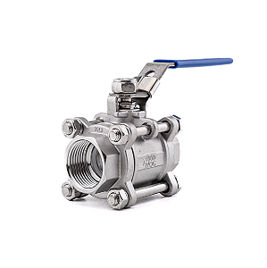 Válvula Tripartida Esfera 1" BSP Aço Inox 304 com Vedação PTFE 1000PSI