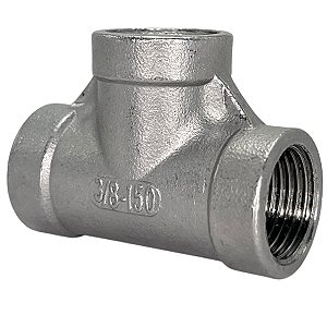 Conexão Tee 3/8 Polegada Bsp Aço Inox 304 Rosca Fêmea