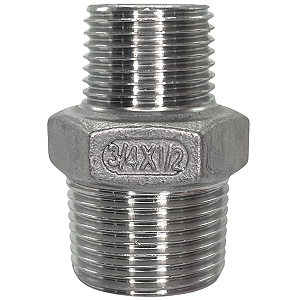 Conexão Niple Redução Bsp 3/4" X 1/2" Inox 304 Rosca Macho