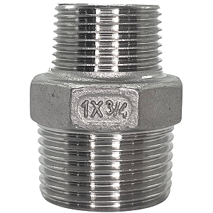 Conexão Niple Redução Bsp 1" X 3/4" Inox 304 Rosca Macho