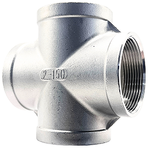 Conexão Cruzeta 2 Polegada BSP Aço Inox 304 Rosca Fêmea 4 Vias