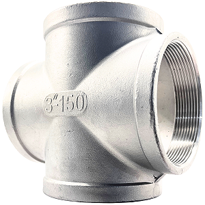 Conexão Cruzeta 3 Polegada BSP Aço Inox 304 Rosca Fêmea 4 Vias