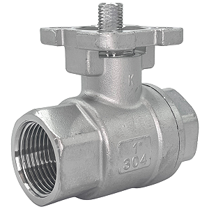 Válvula Esfera com base para atuador 1" BSP Aço Inox 304 com Vedação PTFE 1000PSI