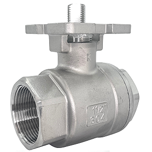 Válvula Esfera com base para atuador 1-1/2" BSP Aço Inox 304 com Vedação PTFE 1000PSI