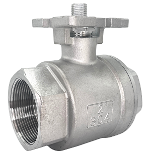 Válvula Esfera com base para atuador 2" BSP Aço Inox 304 com Vedação PTFE 1000PSI