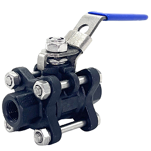 Válvula Esfera Tripartida 1/4" Aço Carbono BSP WCB com Vedação PTFE 1000PSI