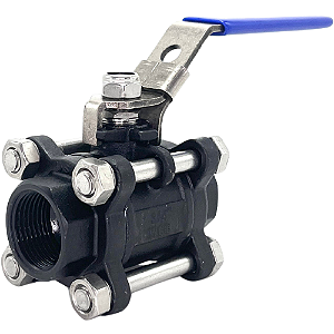 Válvula Esfera Tripartida 3/4" Aço Carbono BSP WCB com Vedação PTFE 1000PSI