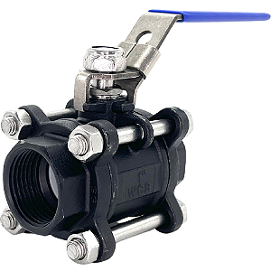 Válvula Esfera Tripartida 1" Aço Carbono BSP WCB com Vedação PTFE 1000PSI