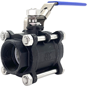 Válvula Esfera Tripartida 1-1/2" Aço Carbono BSP WCB com Vedação PTFE 1000PSI