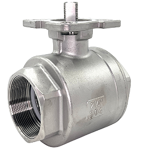 Válvula Esfera com base para atuador 2-1/2" BSP Aço Inox 304 com Vedação PTFE 1000PSI