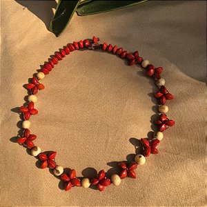 Colar Flor Vermelha