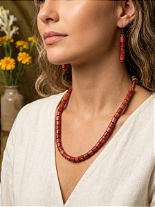 Colar Bambu Vermelho Natural