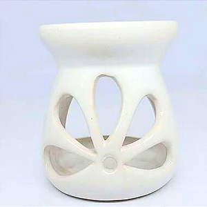 Difusor Rechaud/rechô Cerâmica Flor para Óleos Essenciais e Wax Melts Branco