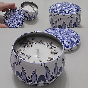 Vela Aromática Vegetal Lata Decorativa de Lavanda a base de cera de côco 120g