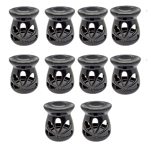 Kit 10 un Difusor Rechaud/rechô Cerâmica Flor para Óleo Essencial e Wax Melts Preto