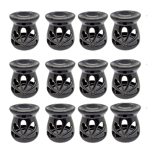 Kit 12 un Difusor Rechaud/rechô Cerâmica Flor para Óleo Essencial e Wax Melts Preto
