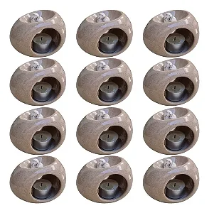 Kit 12 Difusor Rechaud Cerâmica Oval Óleos P/ Essenciais e Wax Metls Areia