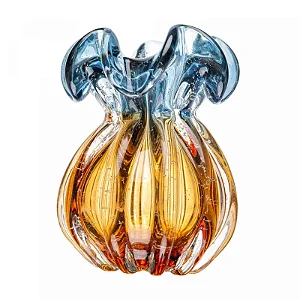Vaso Vidro Italy Estilo Murano Azul E Âmbar A17cm X D13cm 220826 - Lyor Original
