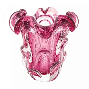 Vaso de Vidro Italy Estilo Murano Rosa 15cm x 16cm 4827 - Lyor Original
