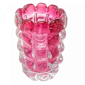 Vaso De Vidro Estilo Murano Italy Rosa 17cmx12cm 4809 - Lyor Original