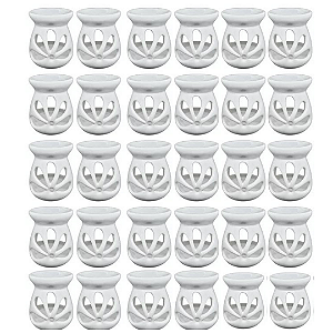 Kit 30un Difusor Rechaud/rechô Cerâmica Flor para Óleo Essencial e Wax Melts Branco