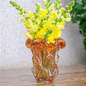 Vaso de Vidro Italy Estilo Murano Âmbar  15cm x 16cm 4824 - Lyor Original