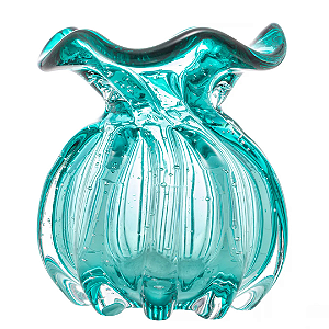 Vaso de Vidro Italy Estilo Murano Azul Tiffany 10cm x 11cm 29004 - Wolff
