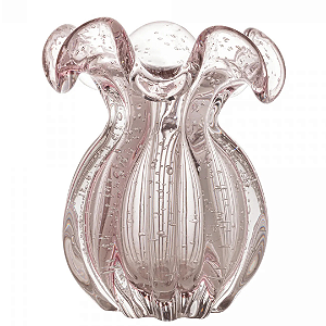 Vaso De Vidro Tipo Murano Italy Rosa Claro 17cm 29009 Wolff