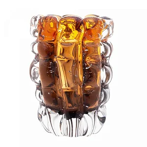 Vaso Vidro Italy Murano Âmbar E Marrom 15cmx10cm 4801 - Lyor