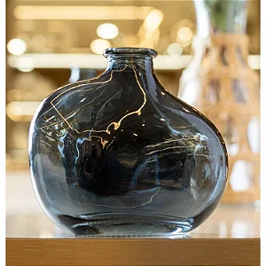 Vaso De Vidro Organics Decorativo Azul 11cm 62014 Wolff