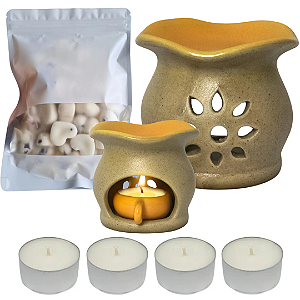 Kit Difusor Rechaud Com Panelinha R1 10cm + 12 Wax + 4 velinhas para Wax Melts e Ólieos Essenciais